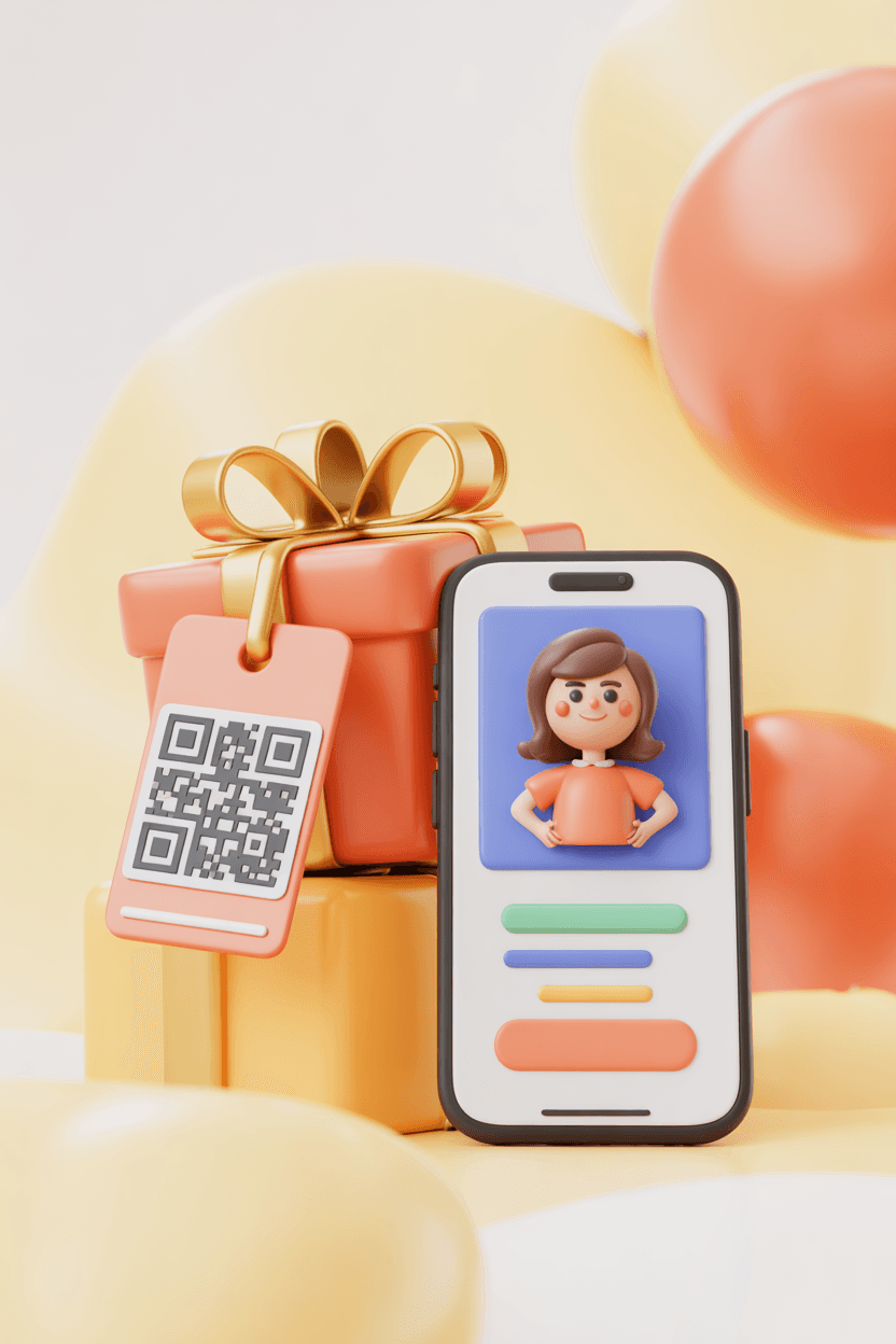 Gift + QR concept illustration